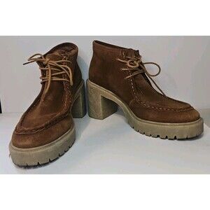 Lucky Brand Boots Size 9M LK-HOLLIA Brown suede Leather Upper 3" Heel